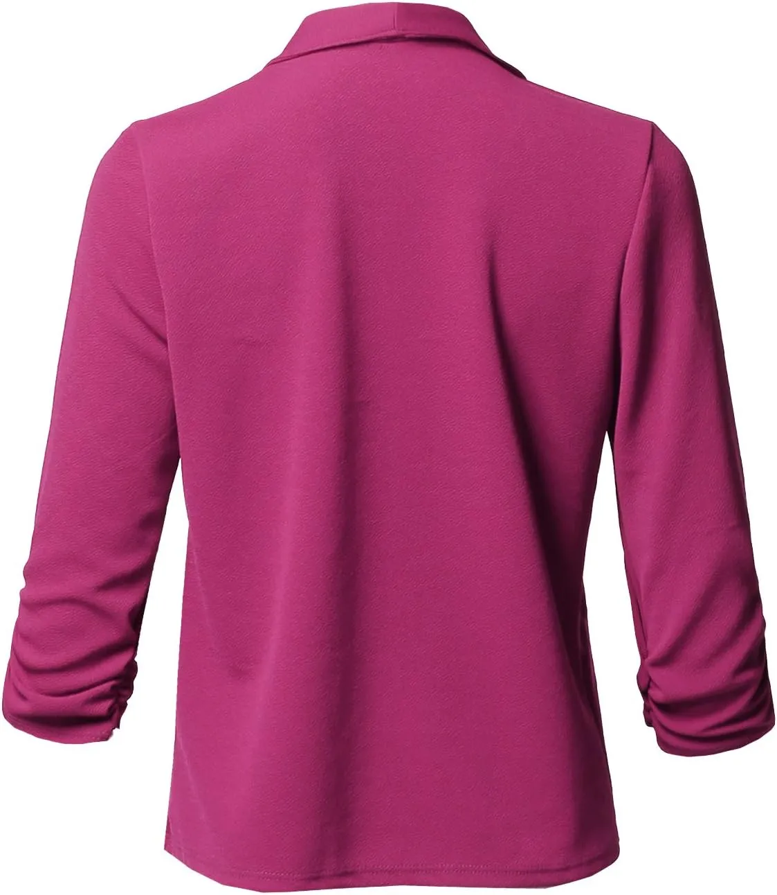 Women's Stretch 3/4 Gathered Sleeve Open Blazer Jacket