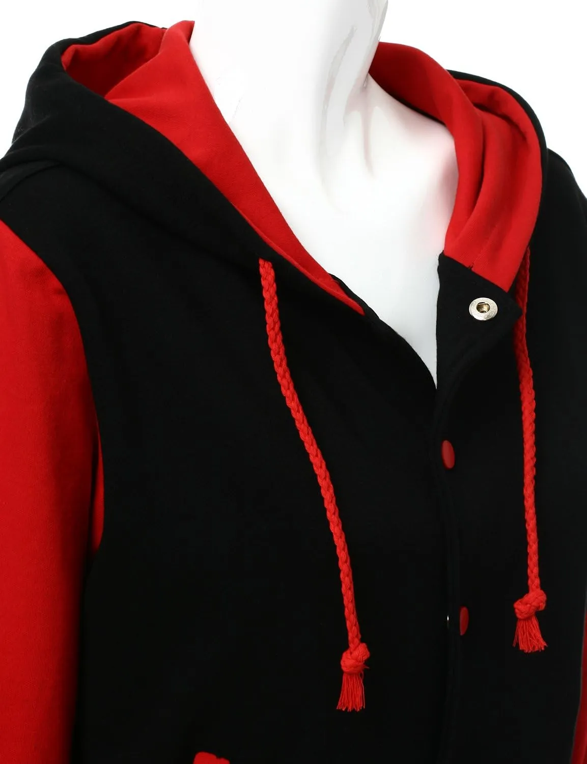Women's Stylish Color Contrast Long Sleeves Hoodie Varsity Jacket