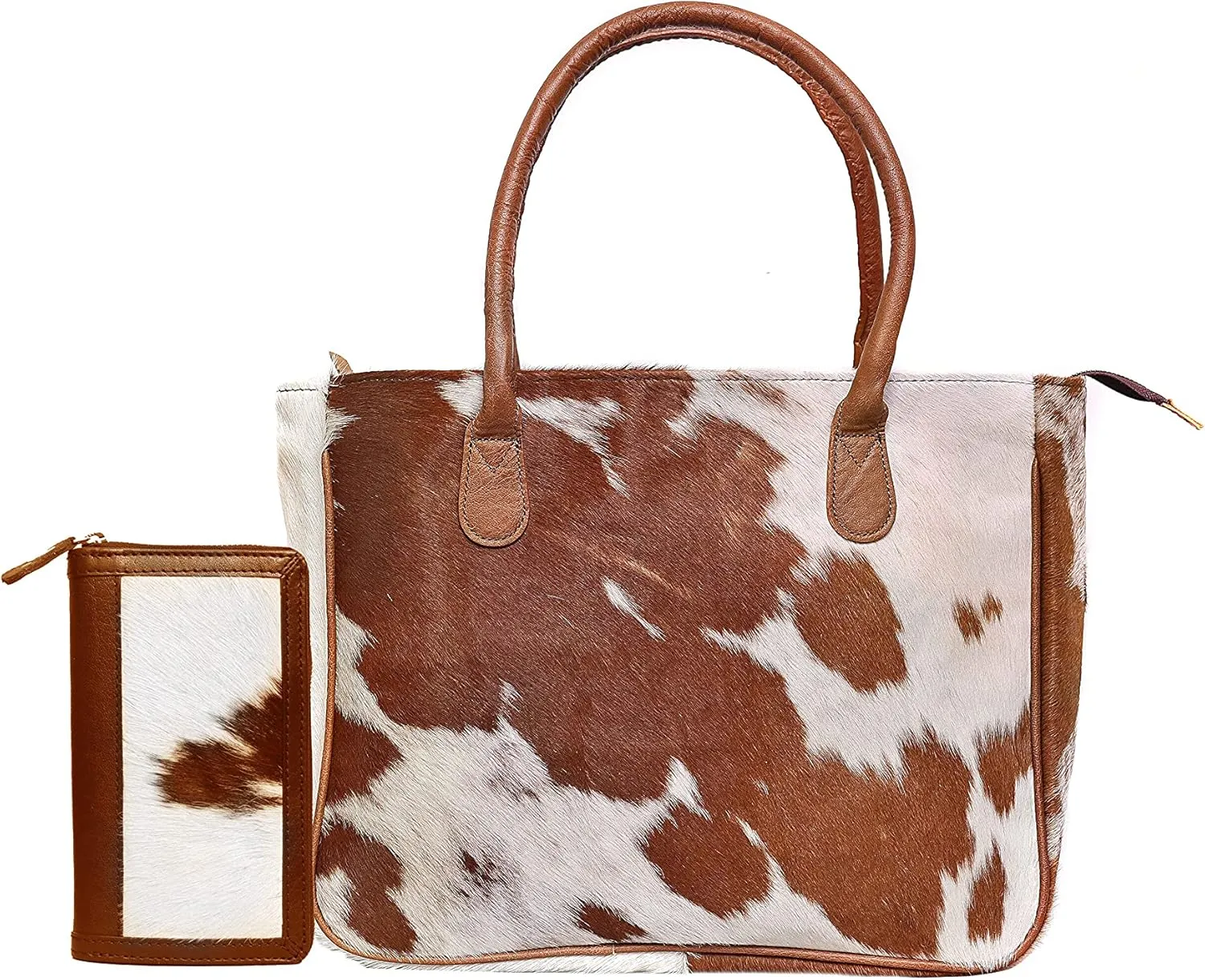 Women's Western Classic Cowhide Tote Bag Shoulder Handbag with Freebie Clutch Shoulder Hand Bag Classical Tote