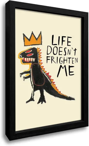WOOTONG Abstract Wall Art Jean Michel Basquiat Dinosaur King Animal Colorful Graffiti Canvases, Bedrooms, Living Rooms Decorate Offices (Black Frame, 12 "x 16")