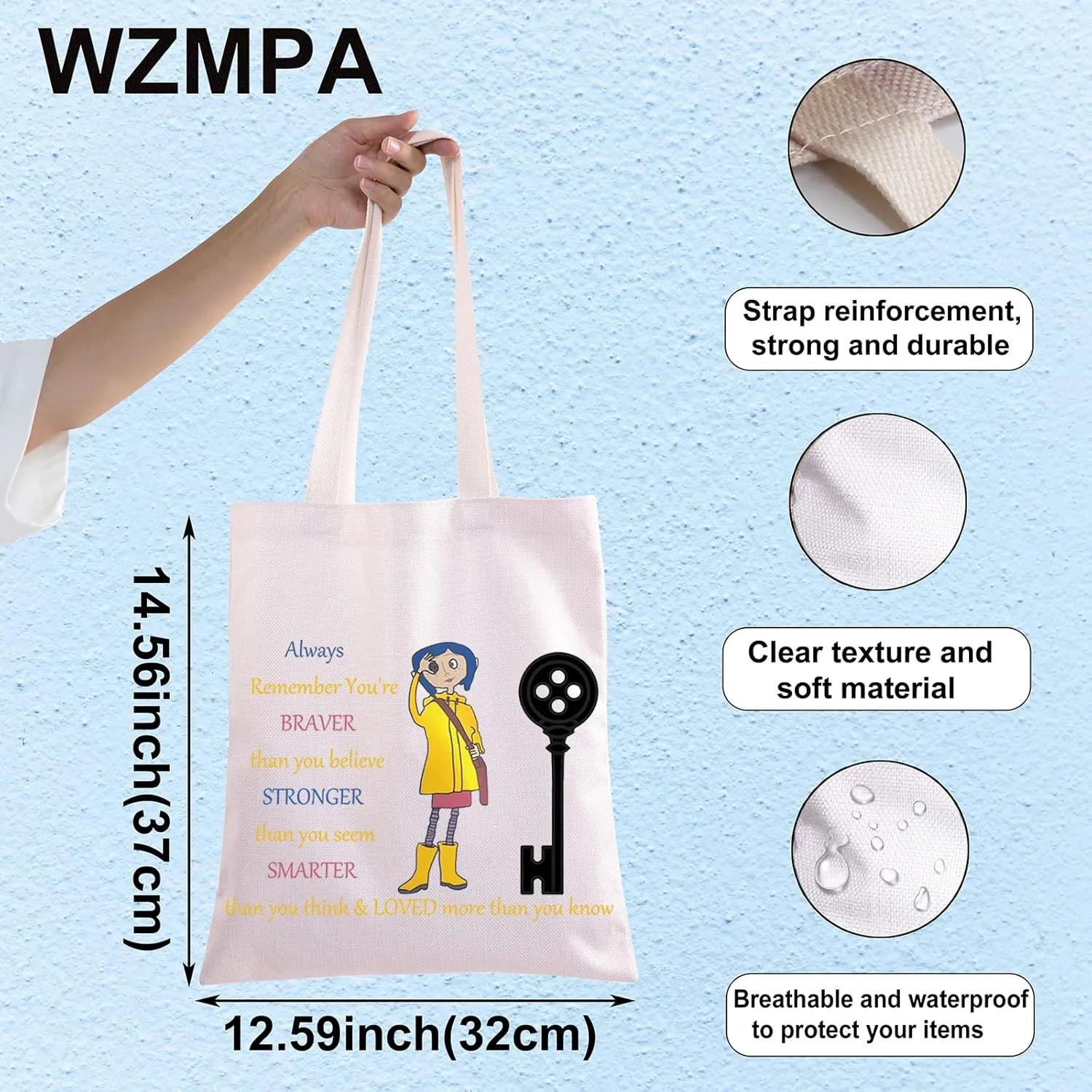 WZMPA Cartoon Movie Cosmetic Bag Movie Fans Gift You Are Braver Stronger Smarter Than You Think Cartoons Makeup Zipper Pouch Bag For Movie Fans
