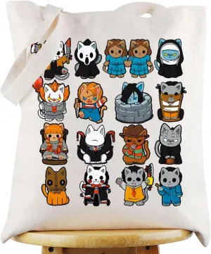 WZMPA Cat Killer Doll & Horror Clown Tote Bag Freddy Killer & Michael Myers Shoulder Bag Horror Movie Merchandise