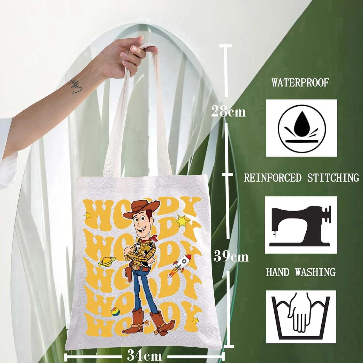 WZMPA Funny Woody Tote Bag - Woody & Buzz Cartoon Movie Inspired Reusable Grocery Bag