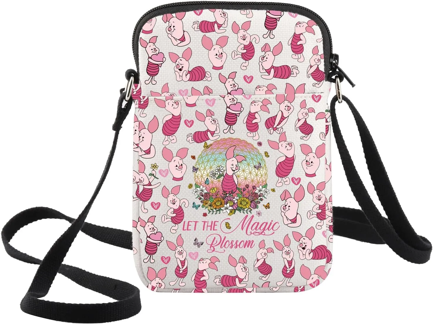WZMPA Pig Crossbody Bag Pig Lover Gift Let The Magic Blossom Cartoon Shoulder Bag Movie Merchandise