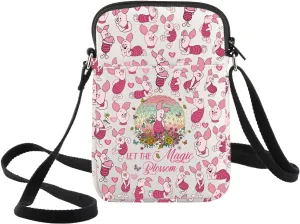 WZMPA Pig Crossbody Bag Pig Lover Gift Let The Magic Blossom Cartoon Shoulder Bag Movie Merchandise