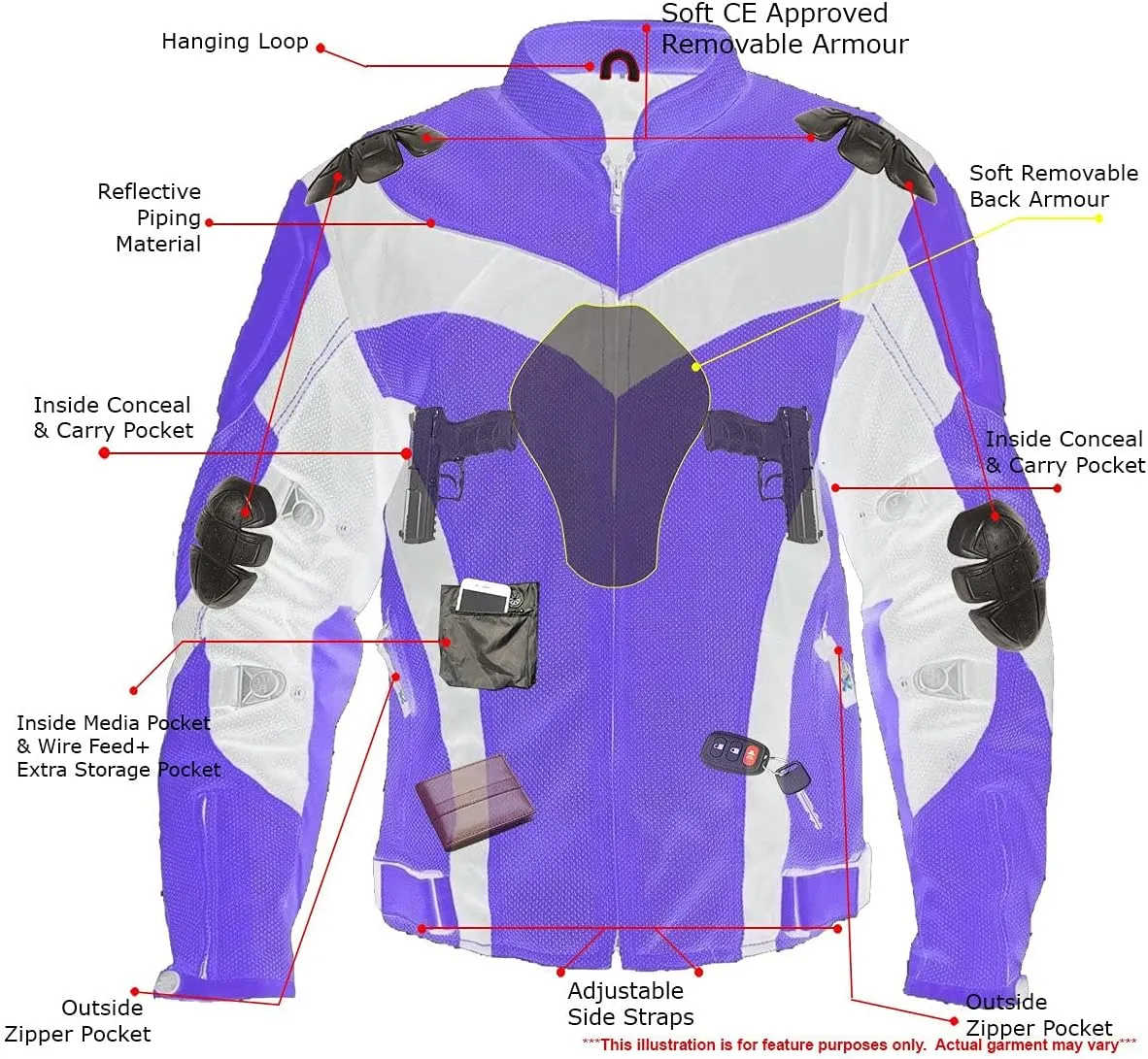 Xelement CF6019 Neon Green Textile Motorcycle Sport Jacket For Men with X Armor