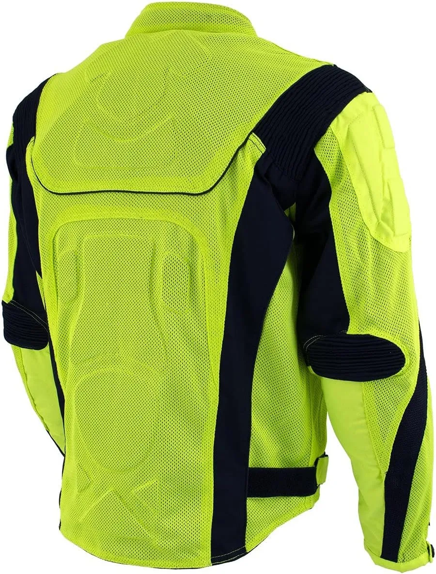 Xelement CF6019 Neon Green Textile Motorcycle Sport Jacket For Men with X Armor