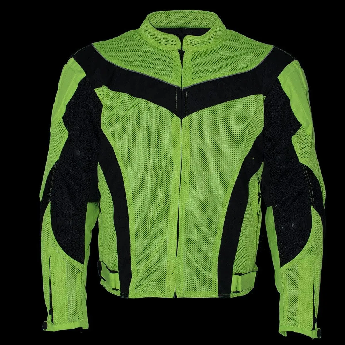 Xelement CF6019 Neon Green Textile Motorcycle Sport Jacket For Men with X Armor