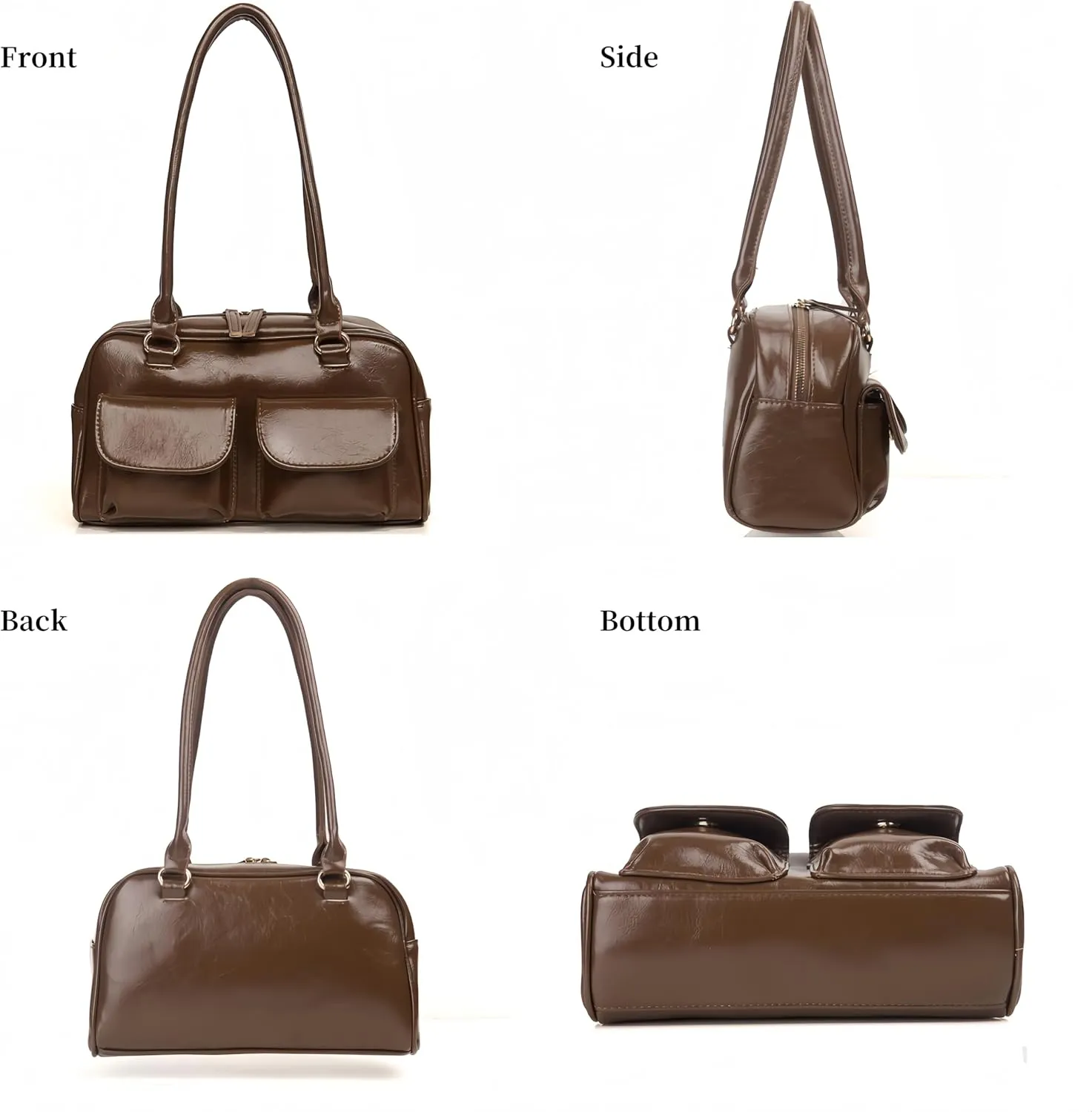 Y2K Shoulder Purses for Women Trendy - PU Leather Retro Boston Handbag, Lightweight and Versatile for Work and Travel