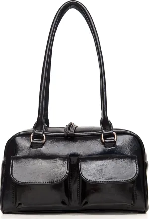 Y2K Shoulder Purses for Women Trendy - PU Leather Retro Boston Handbag, Lightweight and Versatile for Work and Travel