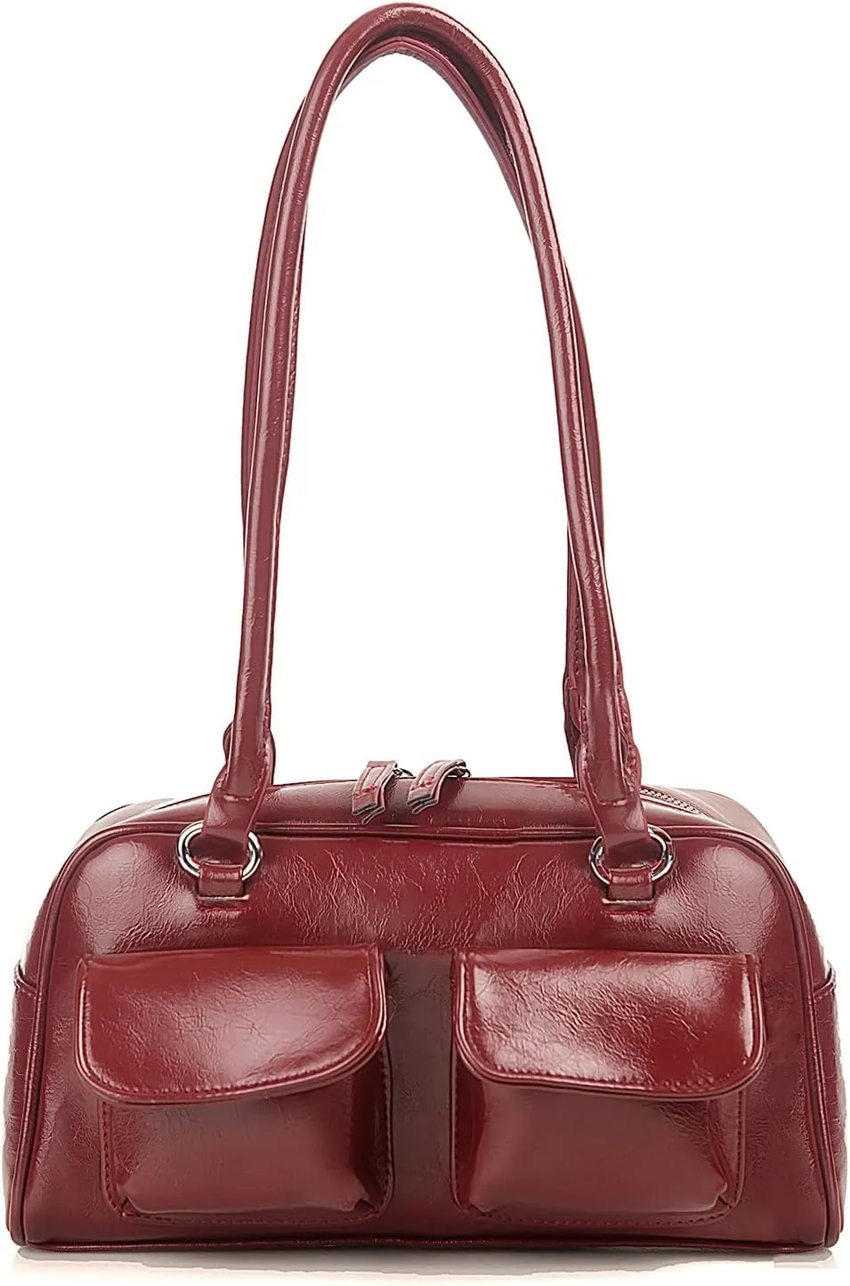 Y2K Shoulder Purses for Women Trendy - PU Leather Retro Boston Handbag, Lightweight and Versatile for Work and Travel
