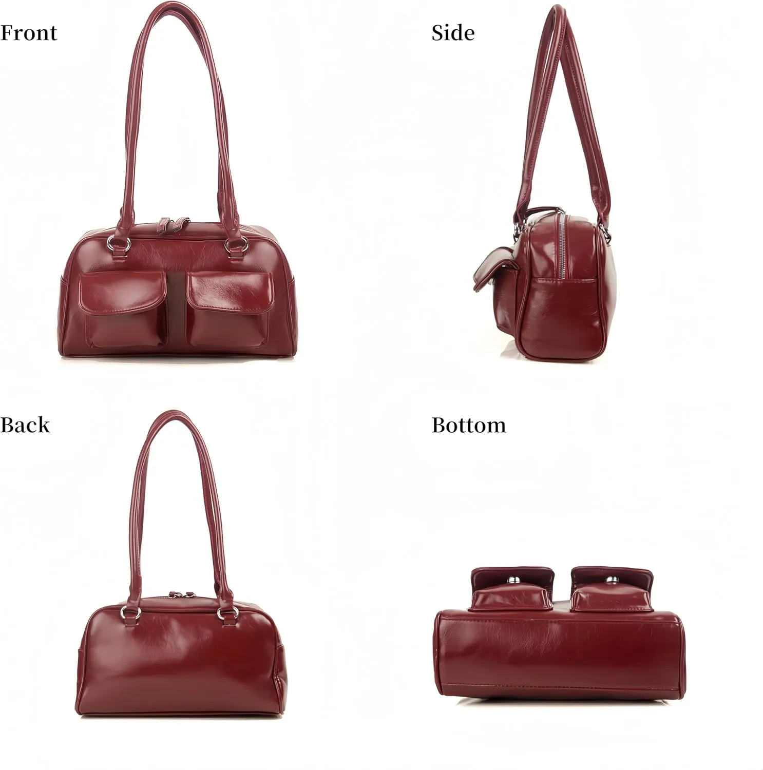 Y2K Shoulder Purses for Women Trendy - PU Leather Retro Boston Handbag, Lightweight and Versatile for Work and Travel