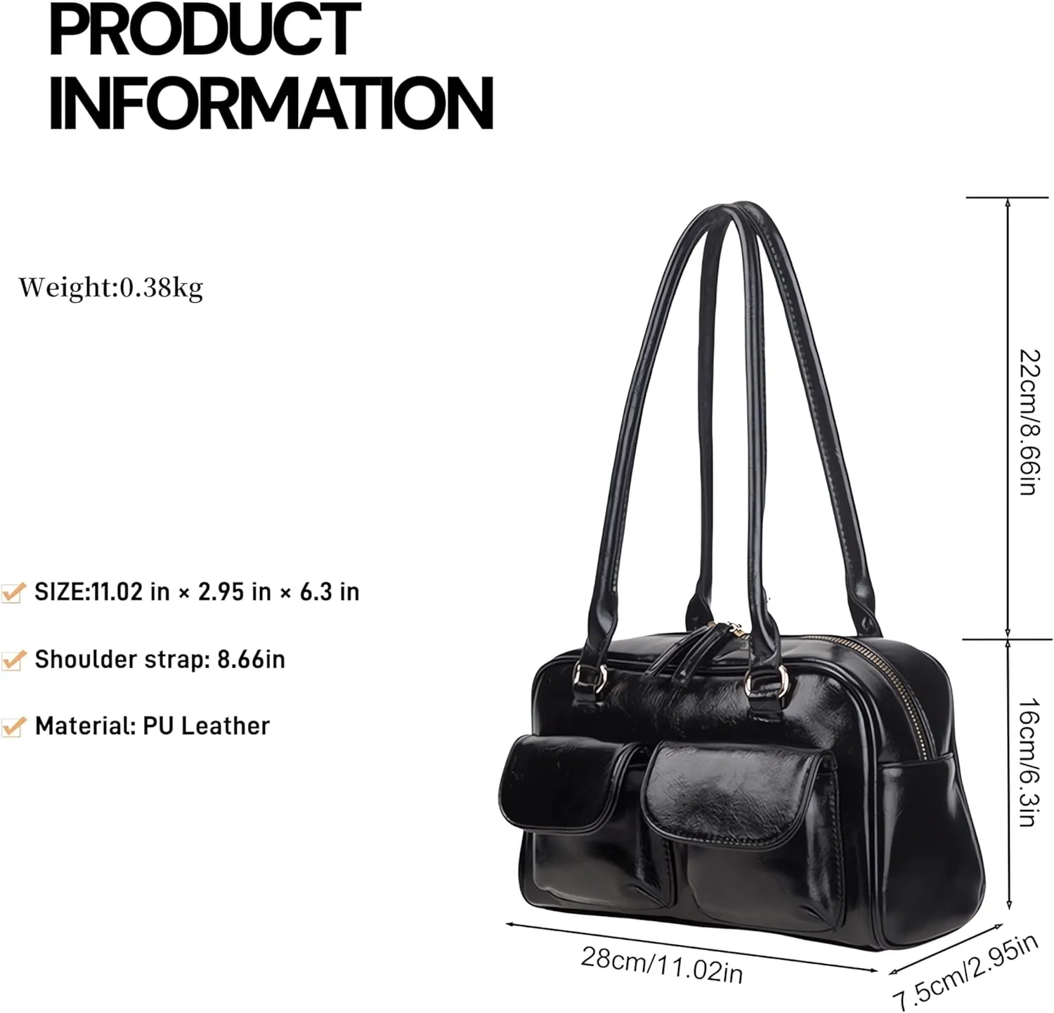 Y2K Shoulder Purses for Women Trendy - PU Leather Retro Boston Handbag, Lightweight and Versatile for Work and Travel