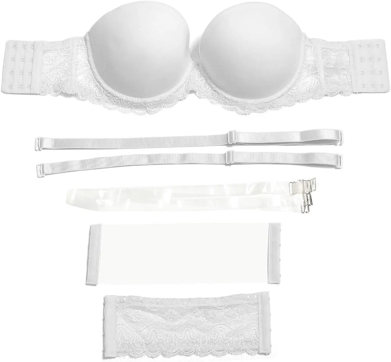 YANDW Strapless Lightly Padded Full Figured Coverage Bra Clear Back Multiway Invisible Straps Backless Brassiere for Women