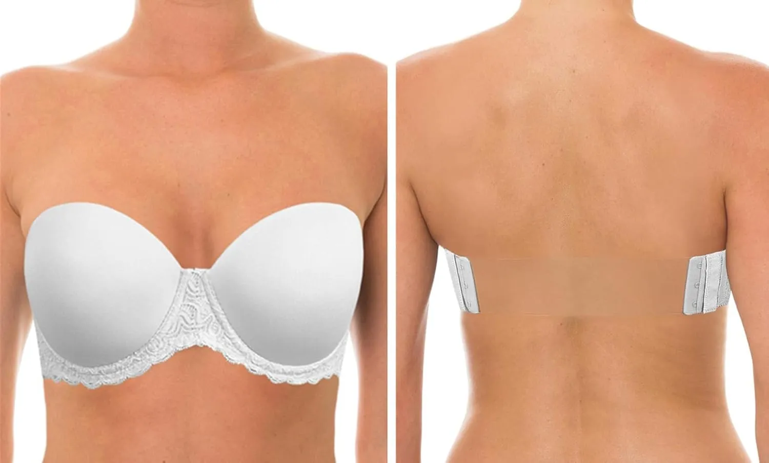 YANDW Strapless Lightly Padded Full Figured Coverage Bra Clear Back Multiway Invisible Straps Backless Brassiere for Women