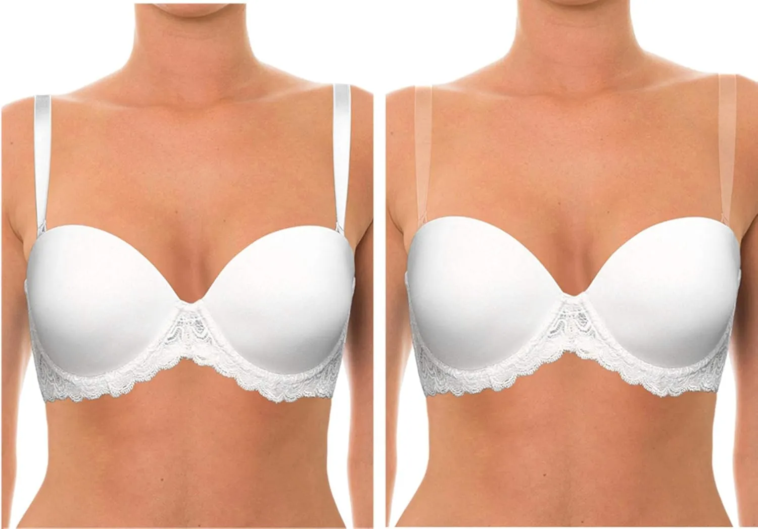 YANDW Strapless Lightly Padded Full Figured Coverage Bra Clear Back Multiway Invisible Straps Backless Brassiere for Women