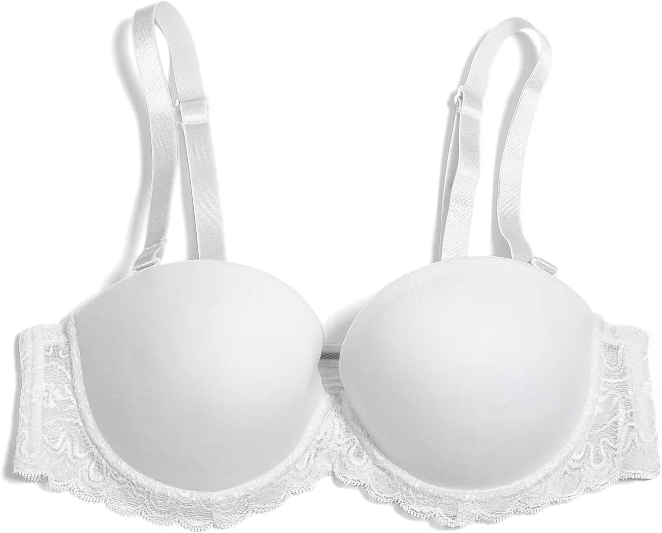 YANDW Strapless Lightly Padded Full Figured Coverage Bra Clear Back Multiway Invisible Straps Backless Brassiere for Women