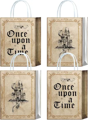 YanZonic Once Upon a Time Birthday Decorations - 16pcs Fairytale Book Party Favor Bags for Baby Shower Decorations, Princess Party Favors