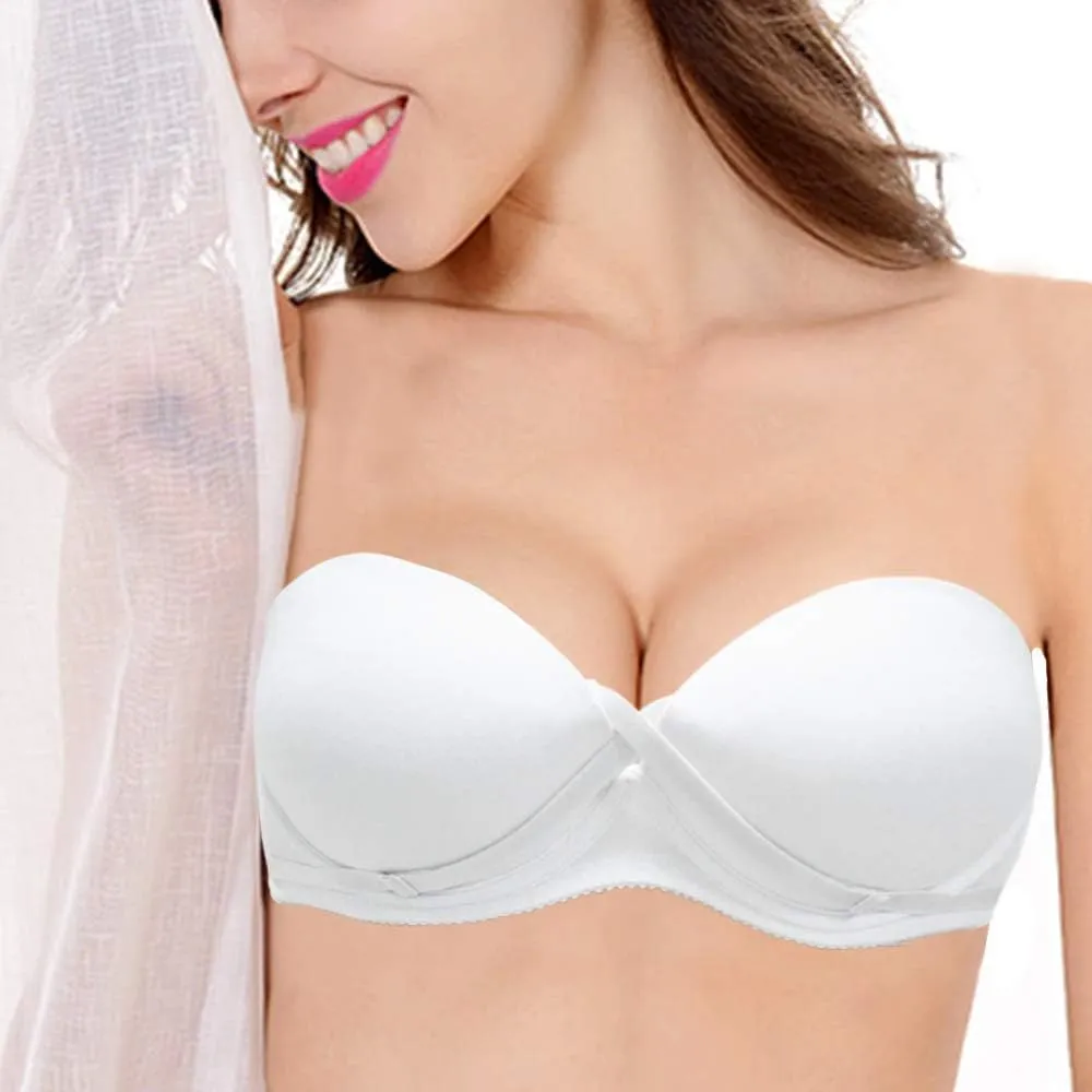 YBCG Push up Strapless Convertible Multiway Thick Padded Underwire Supportive Bra for Women's Wedding