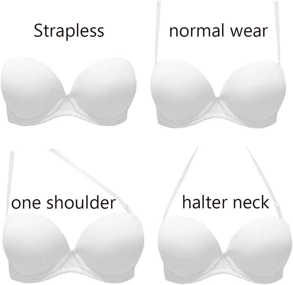 YBCG Push up Strapless Convertible Multiway Thick Padded Underwire Supportive Bra for Women's Wedding