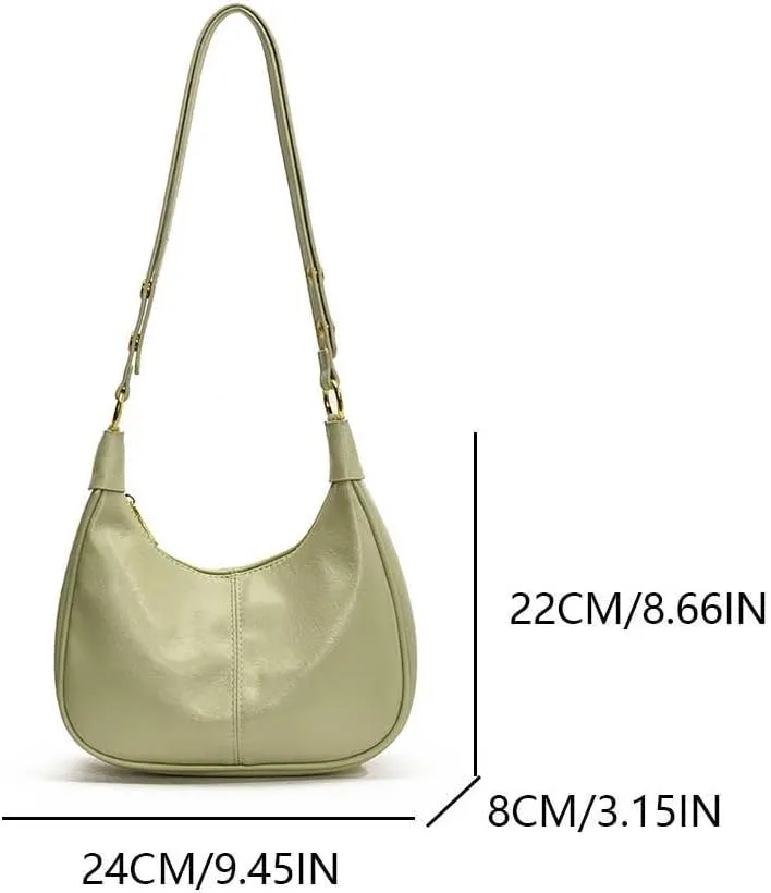 YFGBCX Small Crescent Shoulder Bag for Women - Fall Bag Red Retro Solid Color Half Moon Purse