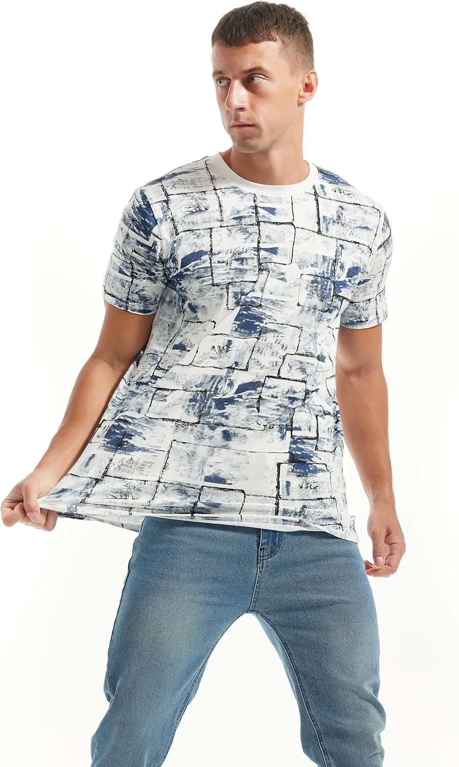 YININF Mens Hipster Hip Hop Short Sleeve Print T-Shirt Shirts Men