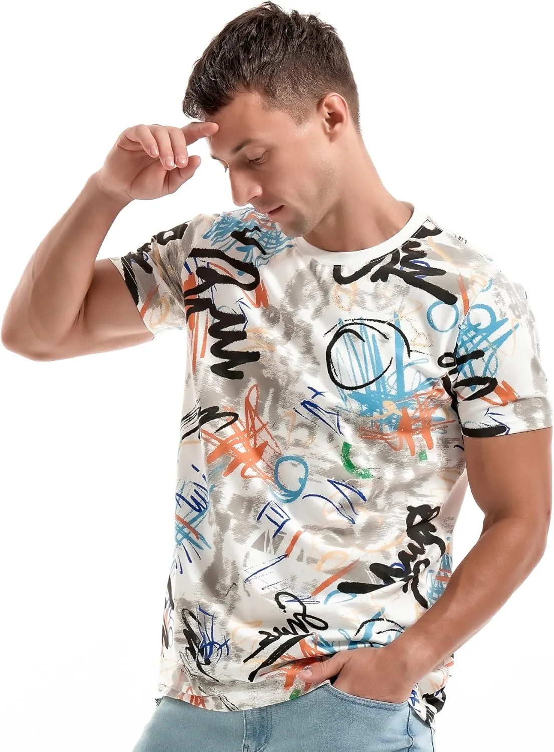 YININF Mens Hipster Hip Hop Short Sleeve Print T-Shirt Shirts Men