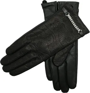 YISEVEN Women’s Sheepskin Leather Gloves with Floral Embroidery and Animal Print