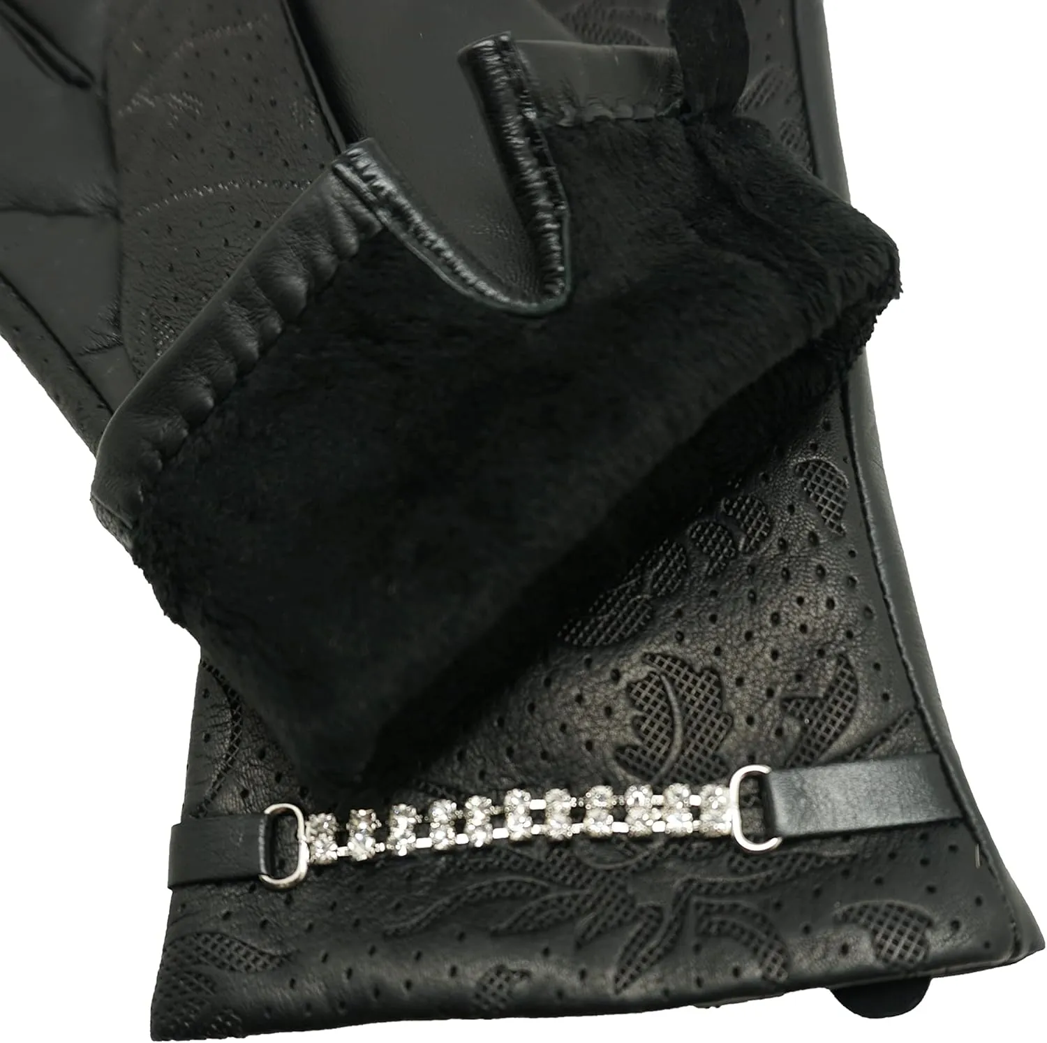 YISEVEN Women’s Sheepskin Leather Gloves with Floral Embroidery and Animal Print