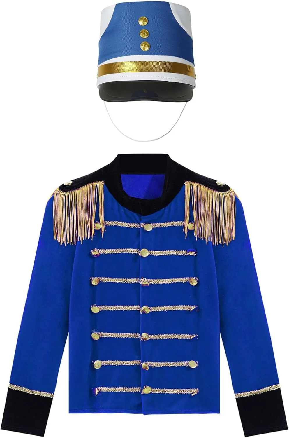 YiZYiF Kids Boys Drum Major Costume Marching Band Uniform Long Sleeve Tassels Jacket and Hat Set