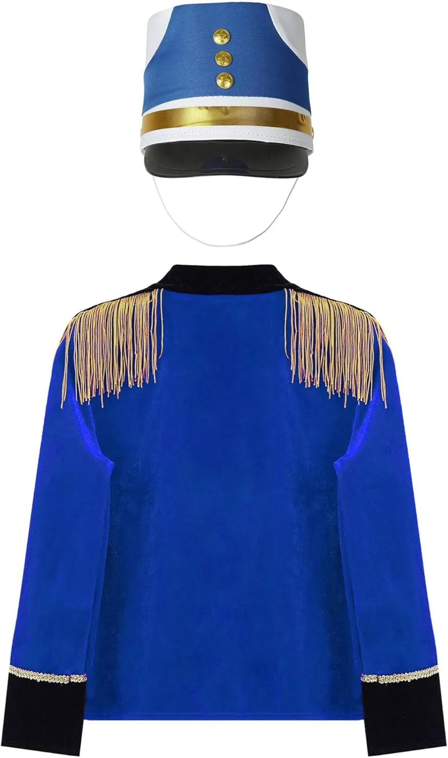 YiZYiF Kids Boys Drum Major Costume Marching Band Uniform Long Sleeve Tassels Jacket and Hat Set