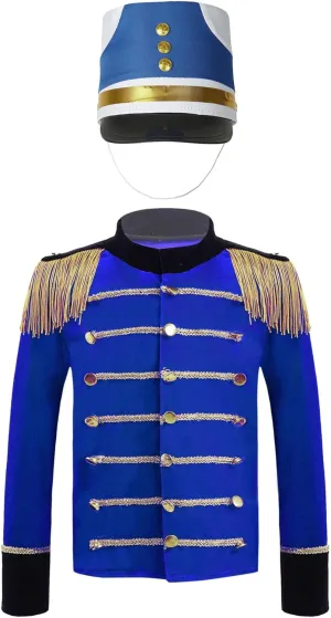 YiZYiF Kids Boys Drum Major Costume Marching Band Uniform Long Sleeve Tassels Jacket and Hat Set