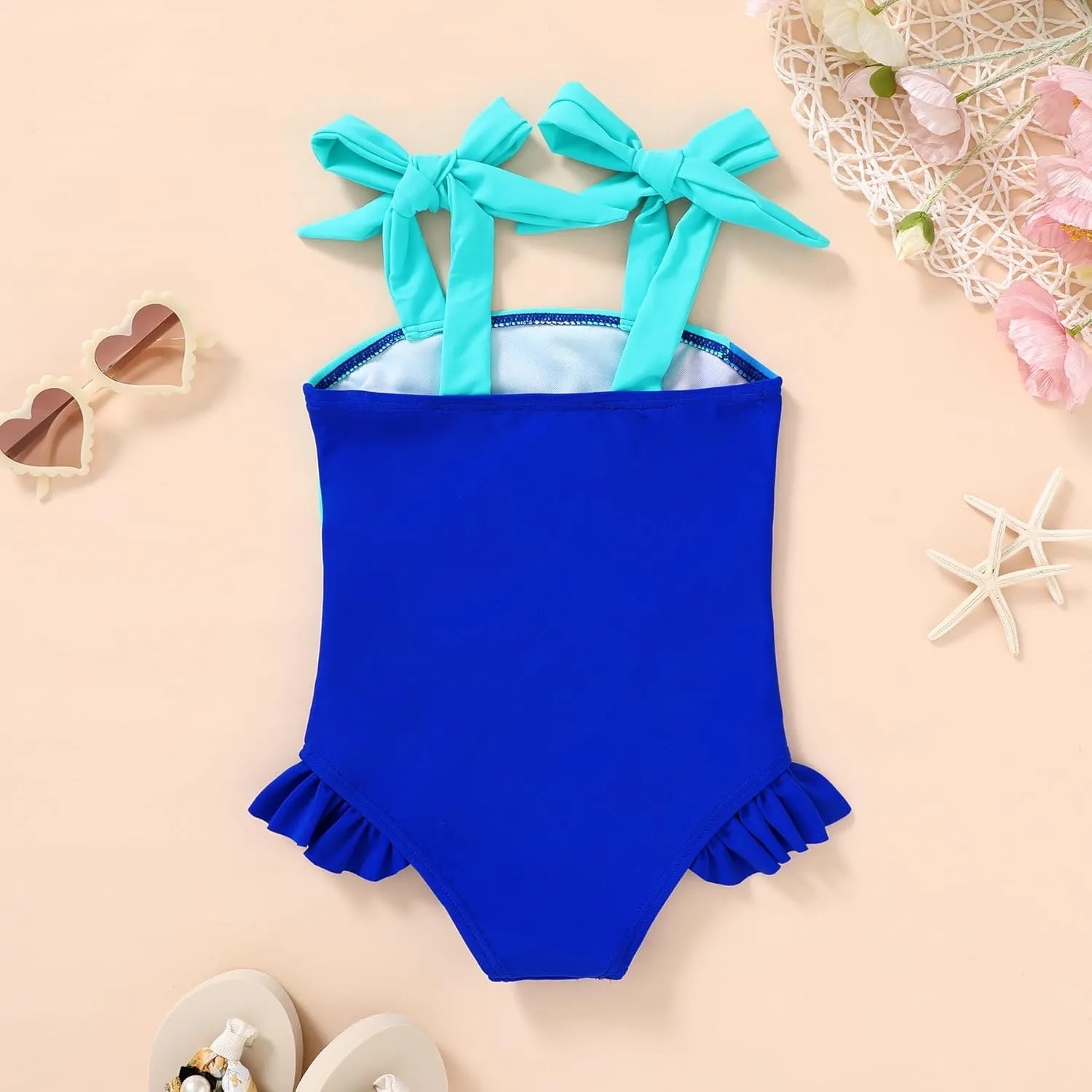 YOUNGER TREE Toddler Swimsuit Girl Color Block Stripe One-Piece Swimwear Baby Girl Bathing Suits