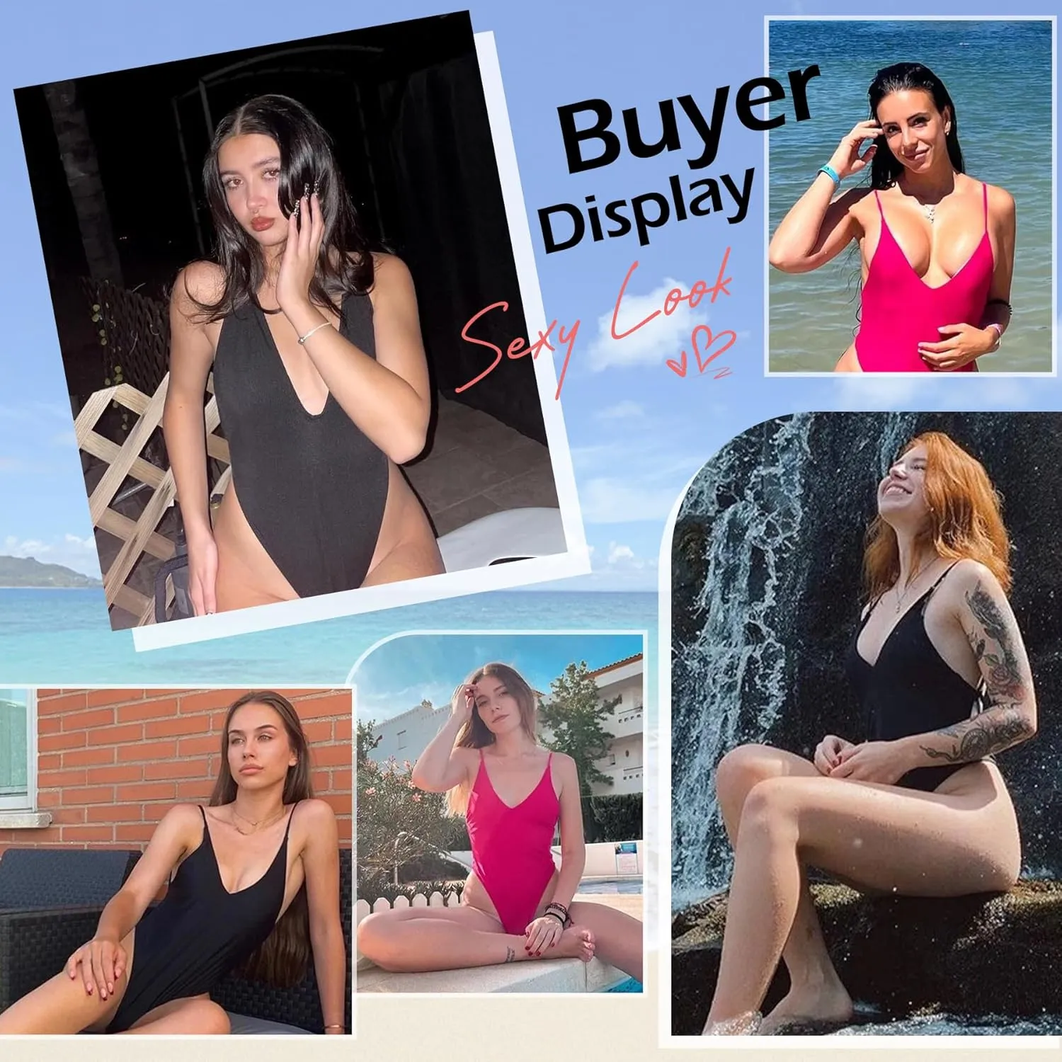 Zando V-Neck High Cut Swim Suits for Women 2025 Swimwear Sexy One Piece Cheeky Bathing Suit Adjustable Shoulder Straps