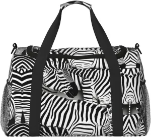 Zebra print Large Canvas Travel Duffel Bag Weekender Bags for Women Overnight Bag Carry On Tote Bag