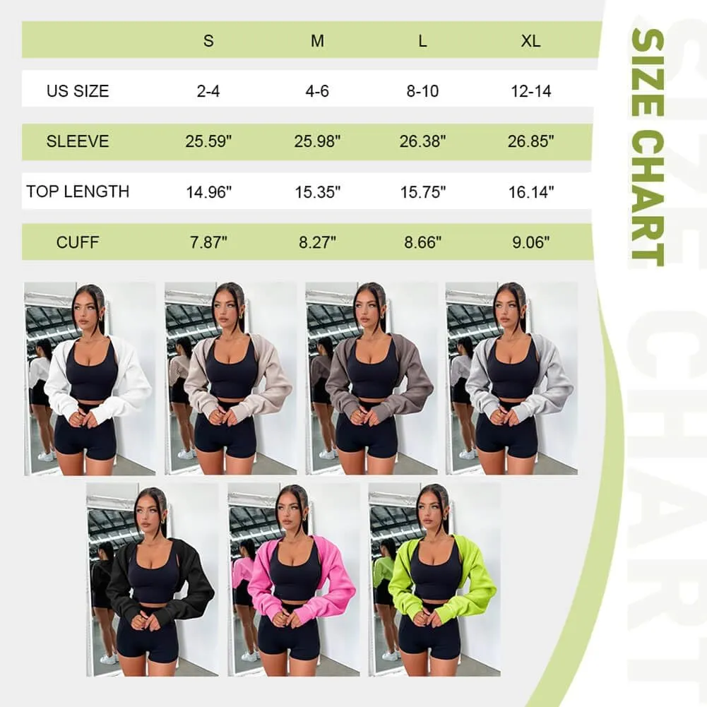 Zwurew Women's Bolero Shrug Long Sleeve Cropped Sweatshirt with Thumb Hole Workout Shrugs Open Front Y2K Tops 2024